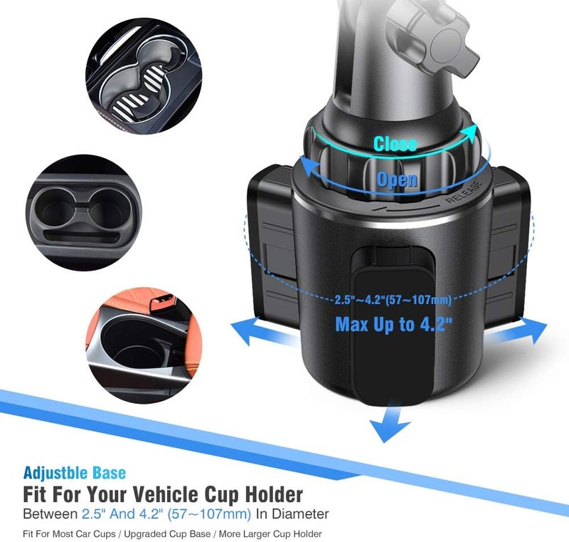 Miracase Cup Holder Phone Mount for Car, Universal Phone Holders for Your Car, Long Neck Adjustable Car Cup Cell Phone Mount for iPhone Samsung Google and All 4.0-7.0 inches Smartphones - Image 2